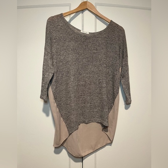 Tea N Rose Brown Knit Front Blouse - Picture 1 of 3